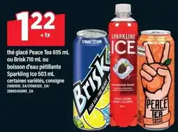 Maxi thé glacé Peace Tea ou Brisk ou boisson d'eau pétillante Sparkling Ice offer