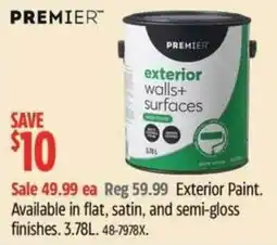 Canadian Tire Premier exterior walls+surfaces paint offer