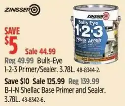 Canadian Tire Zinsser Bulls-Eye 1-2-3 Primer/Sealer offer