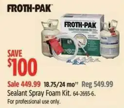 Canadian Tire Froth-pak sealant spray foam kit offer