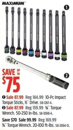Canadian Tire Maximum 10-Pc Impact Torque Sticks, 1/2" Drive offer