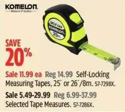 Canadian Tire KOMELON Self-Locking Measuring Tapes offer