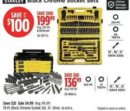 Canadian Tire Stanley Black Chrome Socket Sets offer