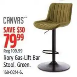 Canadian Tire Canvas rory gas-lift bar stool. green. offer