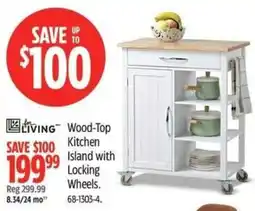 Canadian Tire for living wood-top kitchen island with locking wheels offer