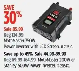 Canadian Tire Motomaster 750w power inverter with lcd screen offer