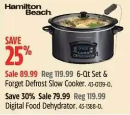Canadian Tire Hamilton Beach 6-Qt Set & Forget Defrost Slow Cooker offer