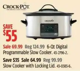 Canadian Tire Crock-Pot 6-Qt Digital Programmable Slow Cooker offer
