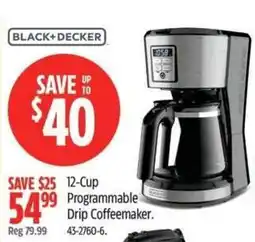 Canadian Tire Black+Decker 12-Cup Programmable Drip Coffeemaker offer