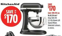 Canadian Tire KitchenAid 5.5-Qt Bowl-Lift Stand Mixer offer