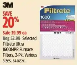 Canadian Tire 3M Filtrete Ultra 1600MPR Furnace Filters offer