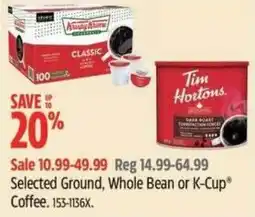 Canadian Tire Selected Ground, Whole Bean or K-Cup Coffee offer