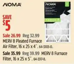 Canadian Tire Noma merv 8 pleated furnace air filter offer