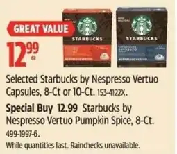 Canadian Tire Starbucks by Nespresso Vertuo Pumpkin Spice offer