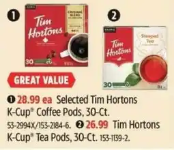 Canadian Tire Tim Hortons K-Cup Coffee Pods offer