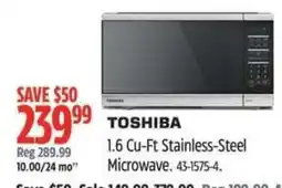 Canadian Tire Toshiba 1.6 Cu-Ft Stainless-Steel Microwave offer