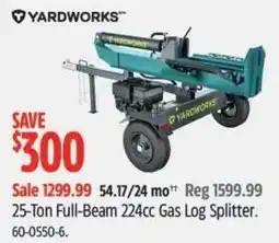 Canadian Tire Yardworks 25-Ton Full-Beam 224cc Gas Log Splitter offer