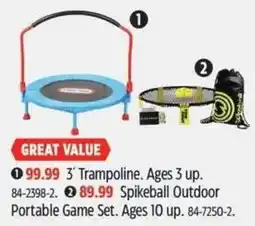 Canadian Tire Great Value 3' Trampoline Spikeball Outdoor Portable Game Set offer