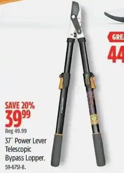 Canadian Tire Fiskars 37" Power Lever Telescopic Bypass Lopper offer