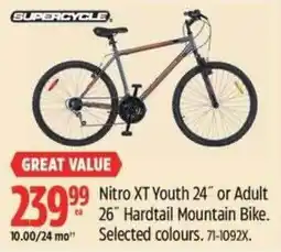 Canadian Tire Supercycle Nitro XT Youth 24" or Adult 26" Hardtail Mountain Bike offer