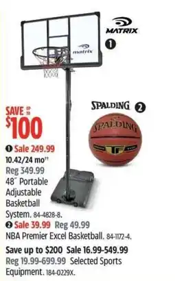 Canadian Tire Matrix 48" Portable Adjustable Basketball System offer