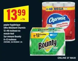 Maxi Charmin paper hygienique Ultra Résistant or Bounty essuie-tout offer