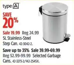 Canadian Tire Type A 5L Stainless-Steel Step Can offer