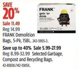 Canadian Tire Frank demolition bags offer