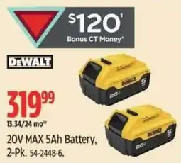 Canadian Tire DeWalt 20V MAX 5Ah Battery offer