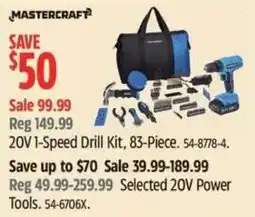 Canadian Tire Mastercraft 20V 1-Speed Drill Kit offer