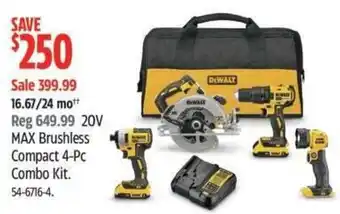 Canadian Tire DeWalt 20V MAX Brushless Compact 4-Pc Combo Kit offer