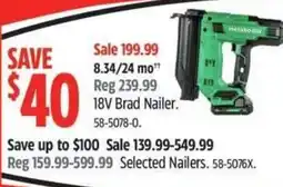 Canadian Tire metabo 18V Brad Nailer offer
