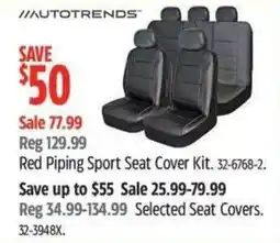 Canadian Tire Autotrends red piping sport seat cover kit offer