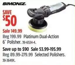 Canadian Tire Simoniz platinum dual-action 6" polisher offer