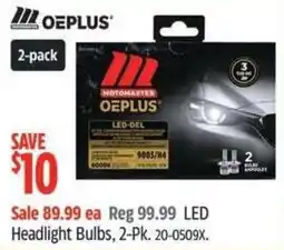Canadian Tire Motomaster Oeplus led-del headlight bulbs offer