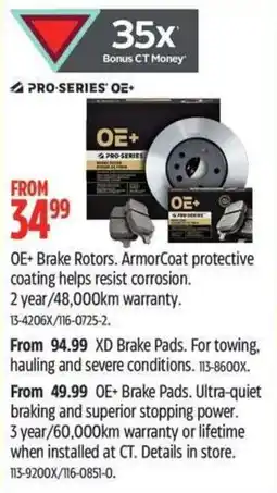 Canadian Tire Pro-Series OE+ Brake Rotors offer