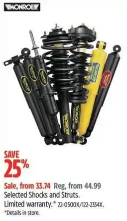 Canadian Tire Monroe selected shocks and struts offer