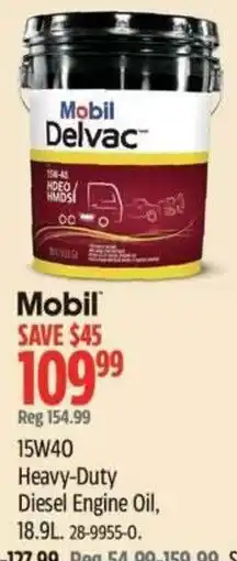 Canadian Tire Mobil Delvac 15W40 Heavy-Duty Diesel Engine Oil offer