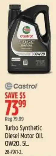 Canadian Tire Castrol turbo synthetic diesel motor oil offer