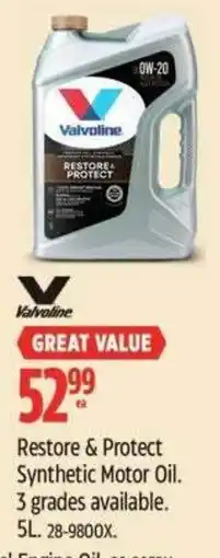 Canadian Tire Valvoline Restore & Protect Synthetic Motor Oil offer