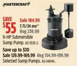 Canadian Tire Mastercraft 1/2-hp submersible sump pump offer