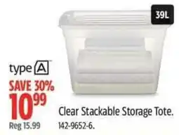 Canadian Tire Type A Clear Stackable Storage Tote offer