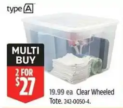 Canadian Tire type A Clear Wheeled Tote offer