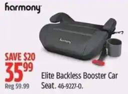 Canadian Tire Harmony elite backless booster car seat offer