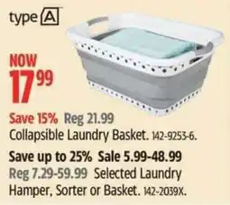 Canadian Tire type A collapsible laundry basket offer