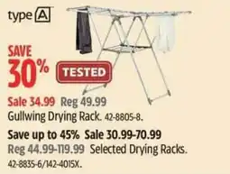 Canadian Tire Type A Gullwing Drying Rack offer