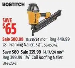 Canadian Tire Bostitch 28° Framing Nailer, 3½" offer