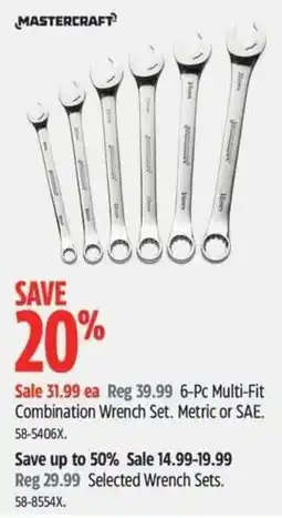 Canadian Tire Mastercraft 6-Pc Multi-Fit Combination Wrench Set offer