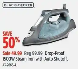 Canadian Tire Black+Decker 1500W Steam Iron with Auto Shutoff offer