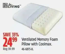 Canadian Tire for living ventilated memory foam pillow with coolmax offer